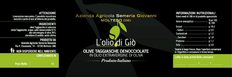"Olio di Giò" Linea grafica sviluppata durante la mia esperienza lavorativa presso Egoobeso Communication (Imperia/Oneglia).